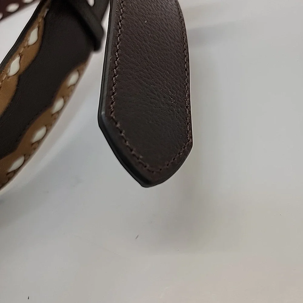 Nocona Belt Co. Silver Western Belt Size‎ 32 Two-tone Leather Brown Star Concho